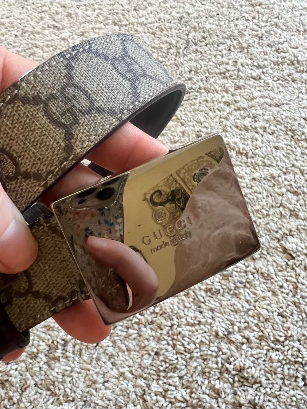 Vintage GUCCI belt with monogram and silver buckle - Picture 7 of 8